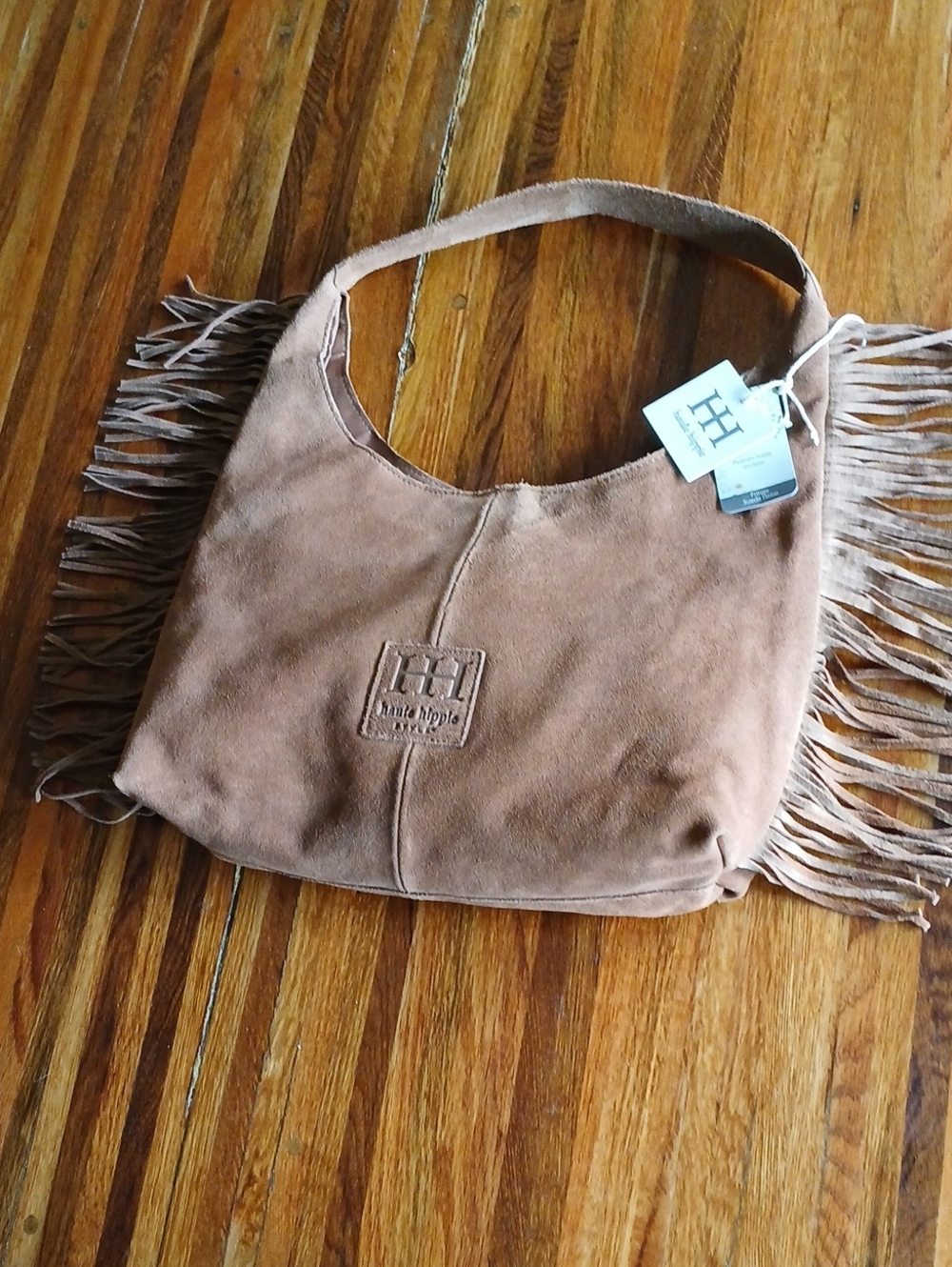 Haute Hippie Style Suede Fringed Shoulder Bag Purse - Picture 6 of 8